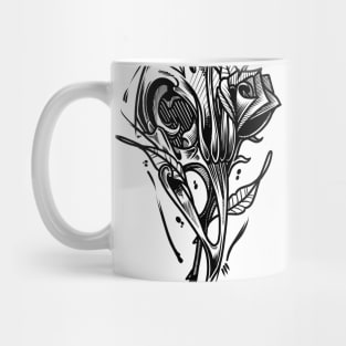 Bird Skull & Rose Ink Mug